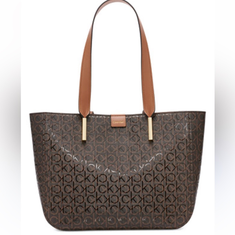 Calvin Klein Signature Brown and Tan Audrey Tote New without tags